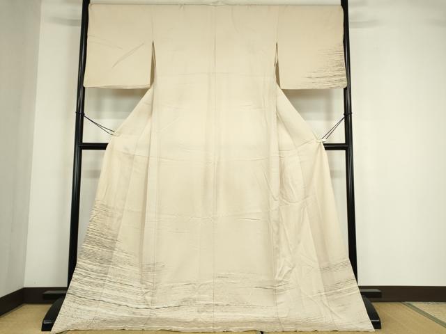 長閑やかさ屋御召しもの▽短い訪問着 単衣 霞文 現ナマ糸 ロング丈 正絹 珠玉 DABE4404az