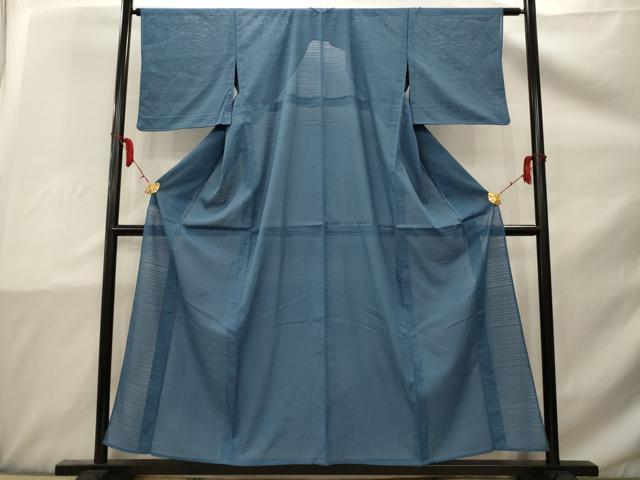 平和屋着物＊夏物 色無地 絽 瑠璃紺色 正絹 逸品 AAAV4461ph