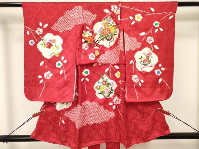 長閑やかさ屋御召しもの[]七五三 御嬢さん ３歳 祝着 参身 刺しゅう 絞り 割れ易い文 金糸 珠玉 DAAY3492ma