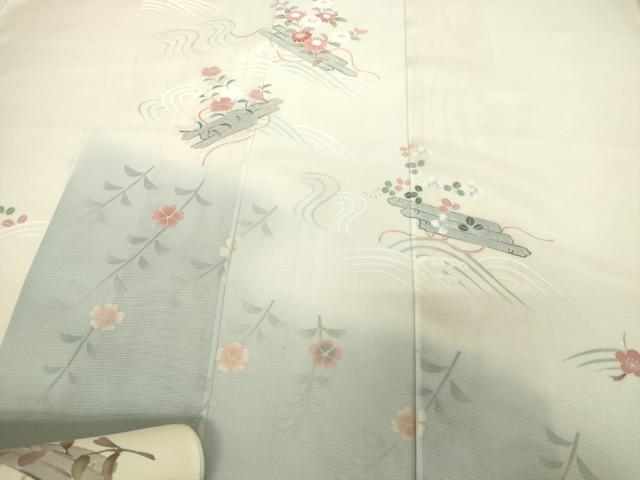 長閑やかさ屋お召しもの＊夏物 付下げ 織り地 着尺 駒絽 駒刺しゅう 花筏 伊と幸 珠玉 未当て嵌める DABD8933zzz