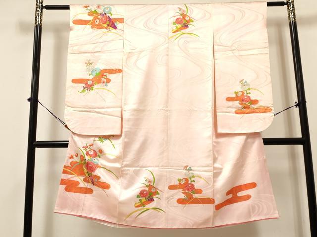 平和屋着物[]七五三　女の子　７歳　祝着　四つ身　駒刺繍　エ霞花文　金彩　逸品　DABA3521ma｜平和屋