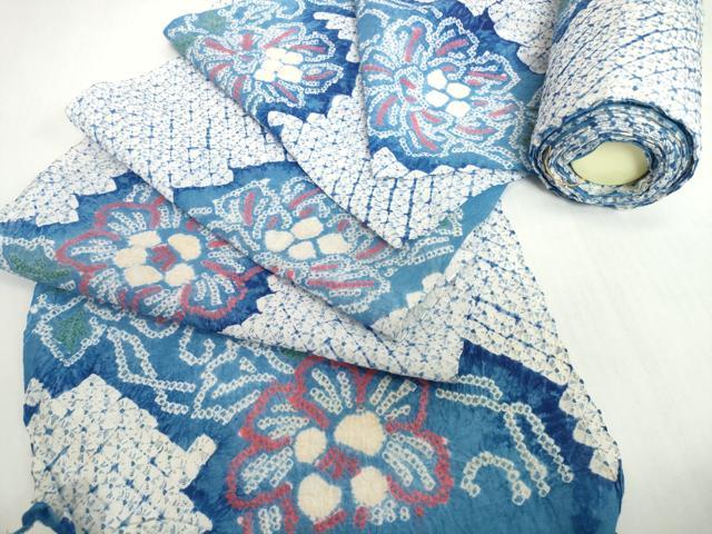 平和屋着物*夏物 有松鳴海絞り 浴衣 反物 着尺 花繋ぎ 綿 逸品 未使用 DABH2351zzz|平和屋