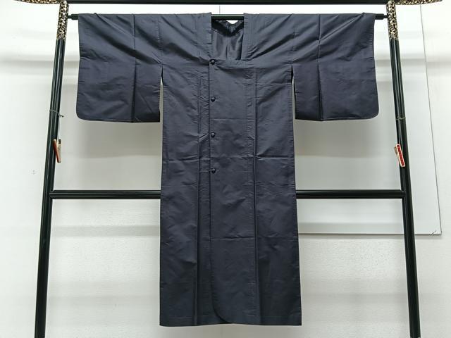 平和屋着物▽道行コート 雨コート 鉄紺色 ロング丈 正絹 逸品 CAAV5687id|平和屋
