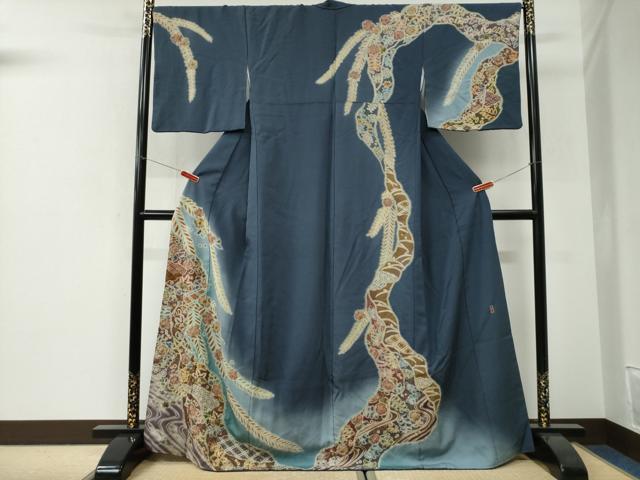平和屋着物●訪問着　作家物　辻が花　絞り　暈し染め　正絹　逸品　CABI3124yc｜平和屋