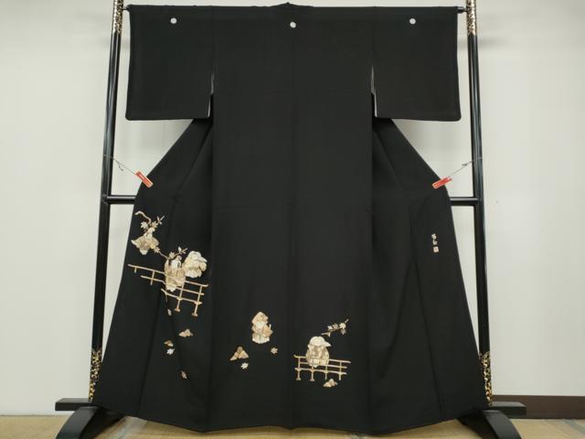 平和屋着物●蓑虫工芸作家 田尾笛秋 黒留袖 人物文 正絹 逸品 CABB6248ut|平和屋