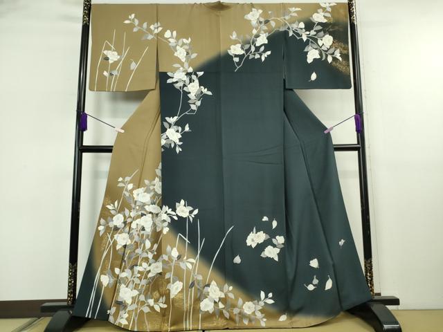 長閑やかさ屋中央局●御前上等 短い訪問着 枝椿 暈し染め 金彩 珠玉 DZAB6752kh6