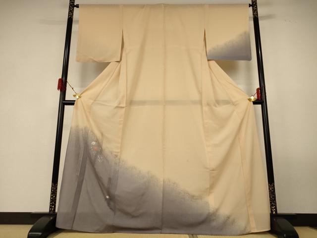 長閑やかさ屋御召しもの＊夏物 短い訪問着 絽 刺しゅう 被子植物文 暈し染め 金彩 高島屋取りまわし ロング丈 正絹 珠玉 AABG3867jd