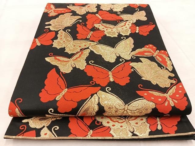 楽天市場】平和屋着物◎六通柄袋帯 唐織 舞蝶花唐草文 黒地 金銀糸
