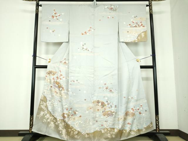 平和屋着物●訪問着　駒刺繍　地紙花文　金彩　正絹　逸品　DABH9866ps｜平和屋