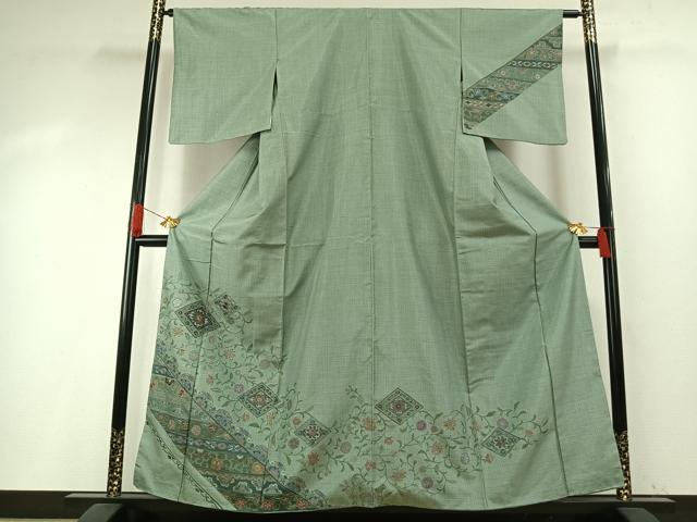 平和屋着物●中国三大刺繍　総刺繍　スワトウ刺繍　汕頭刺繍　訪問着　本場大島紬　唐草菱花文　正絹　逸品　AABI1223fy｜平和屋
