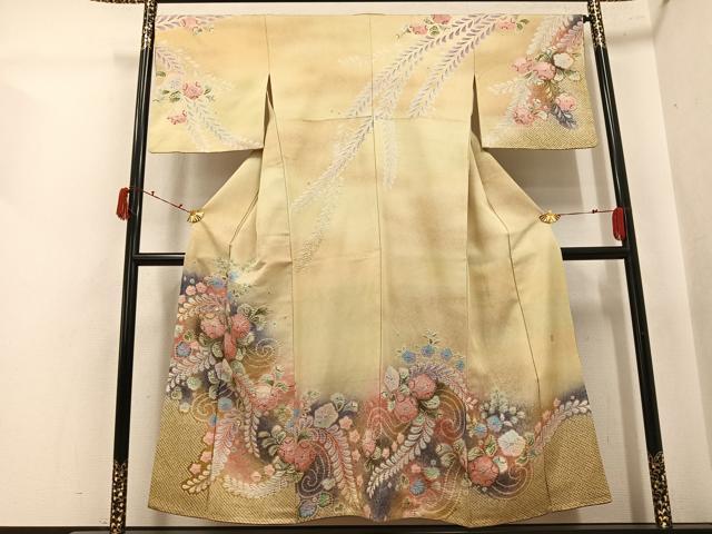 平和屋着物●訪問着　作家物　泰常　辻が花　絞り　暈し染め　銀通し地　正絹　逸品　AABK5273ph｜平和屋