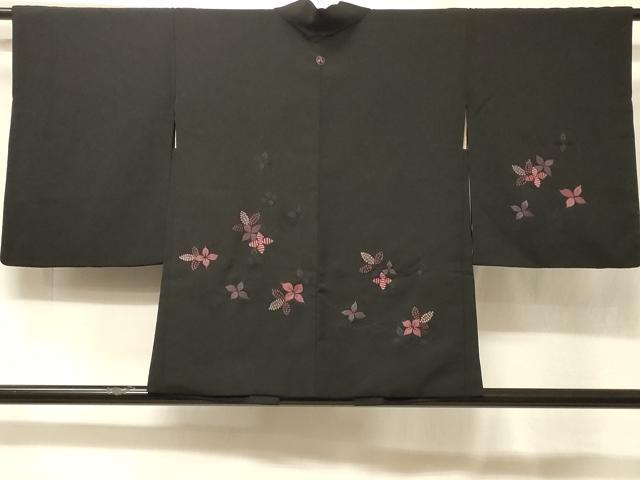 平和屋着物#羽織 総刺繍 草花文 黒地 正絹 逸品 CABF1491in|平和屋