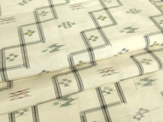 長閑やかさ屋御召しもの▽発祥地琉球絣 紬 単衣 正絹 珠玉 DABE4393az