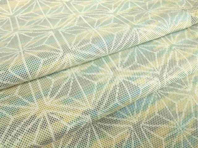 平和屋着物▽上質な紬 単衣 麻の葉文 正絹 逸品 DABE4394az|平和屋