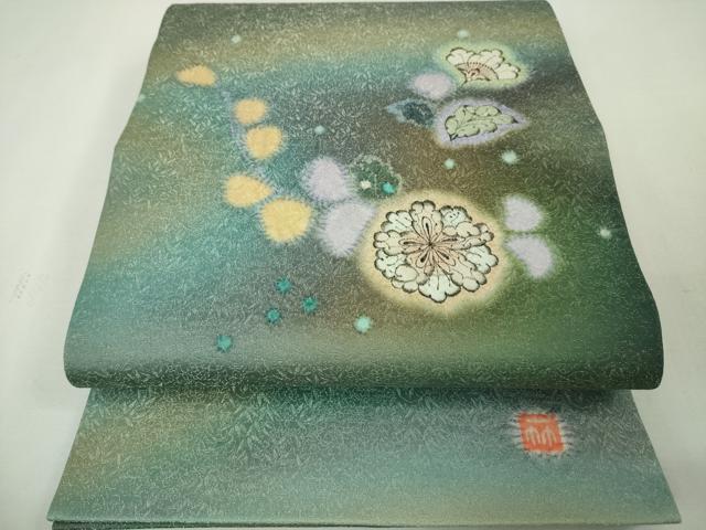 長閑やかさ屋中央局■限りない 久保田一竹 幻の辻が花 膜鳴楽器柄袋帯 辻が花 絞り 銀通し地 珠玉 未当てはめる DZAA4774kh5