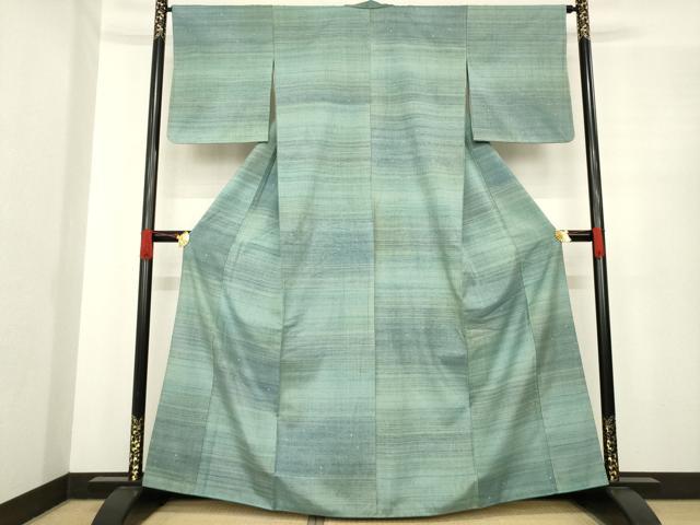 平和屋着物●上質な紬　横段文　正絹　逸品　AABE9234ck｜平和屋