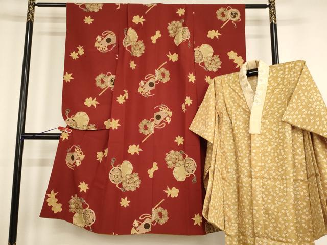 長閑やかさ屋御召しもの[]こむさでもーど・COMME CA DU MODE 七五三 うしろ帯 ７歳 祝着 四つ身 長襦袢(無双仕立てもの)仕掛ける 花鼓文 AABE2109ja