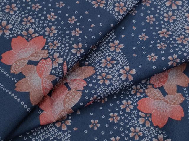 平和屋着物▽小紋　単衣　舞桜文　洗える着物　AABJ5191st｜平和屋