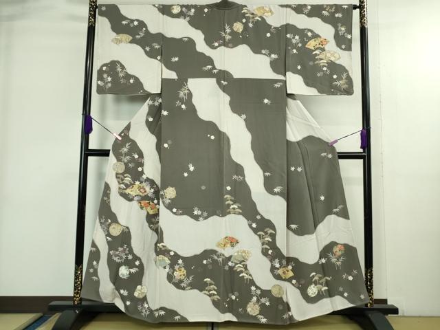平和屋着物●極上　訪問着　駒刺繍　地紙吉祥花丸文　金彩　逸品　DZAB3820kh6｜平和屋