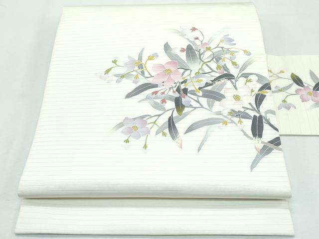 長閑やかさ屋お召しもの■御前上等 京友禅 才勝精秀 夏物 九寸名古屋帯 絽塩瀬 顕花植物文 珠玉 CZAA3064s5
