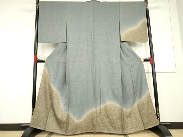 長閑やかさ屋御召しもの●短い訪問着 箔散らし広告鹿の子文様 暈し染め 金彩 鈴乃屋取りまわし 正絹 珠玉 AABF1827ck