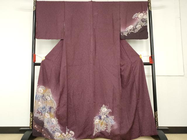 長閑やかさ屋お召しもの●短い訪問着 辻が花 暈し染め 正絹 珠玉 AABF9095cs