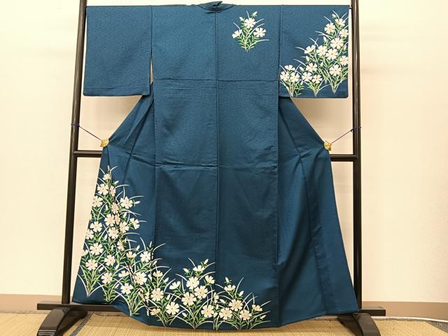 平和屋着物▽訪問着 単衣 菱花文 洗える着物 CAAV3705dy