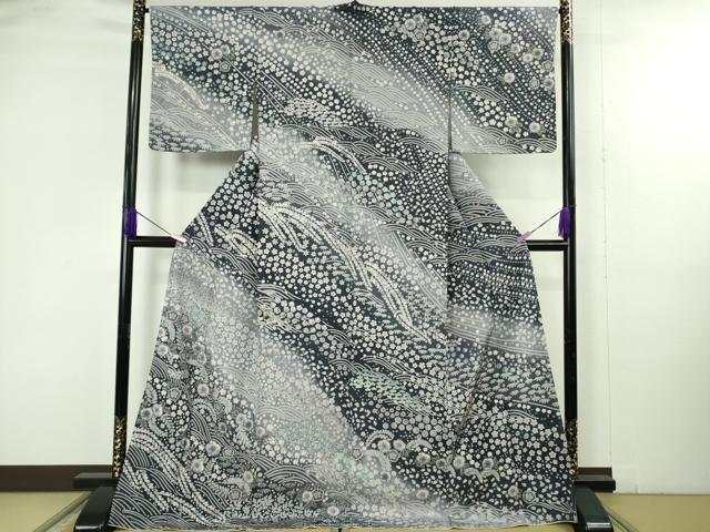 長閑やかさ屋御召しもの●飛び切り 短い訪問着 辻が花 立波花文 暈し染め ロング丈 珠玉 新品 DZAB4947kh6