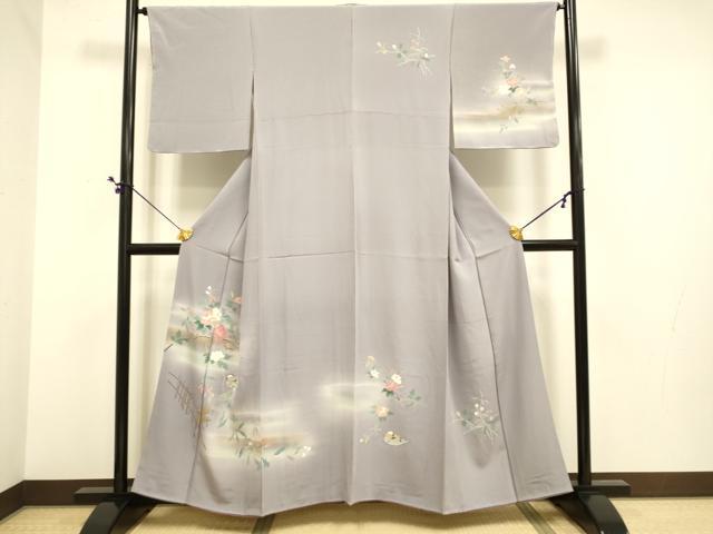 長閑やかさ屋御召しもの●短い訪問着 花蝶文 暈し染め 金彩 正絹 珠玉 未当て嵌める DABE9609du