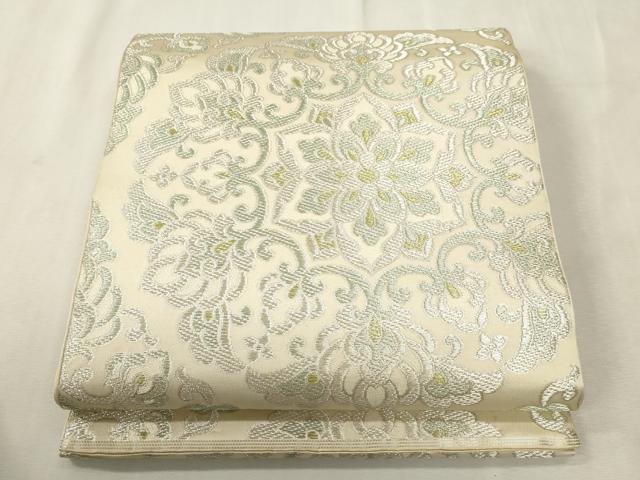 平和屋着物●西陣　川島織物　六通柄　本袋帯　草花文　銀糸　正絹　逸品　CABH6473dy｜平和屋