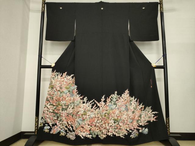 平和屋着物●豪華黒留袖 作家物 刺繍 枝花尽くし 正絹 逸品 AABI7082ck|平和屋