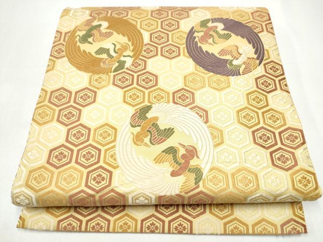 平和屋着物●全通柄袋帯　唐織　鳳凰亀甲花文　正絹　逸品　CABI8927hy｜平和屋