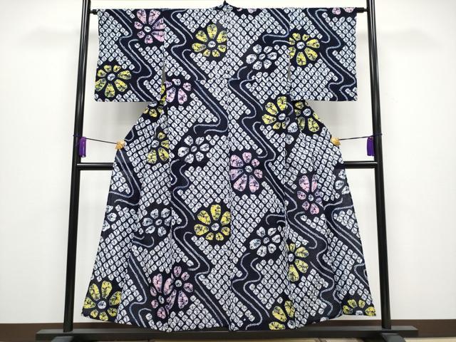 平和屋着物∴極上 夏物 浴衣 有松鳴海絞り 草花文 綿 逸品 CYAA3883s5|平和屋
