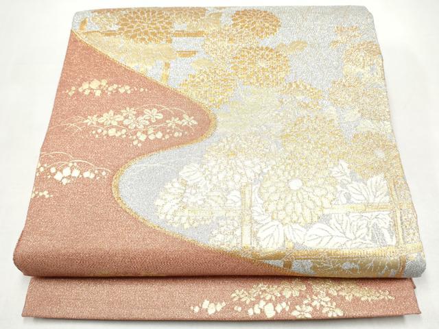 長閑やかさ屋お召しもの●六通柄袋帯 蒔絵小菊文 現ナマ糸 正絹 珠玉 CABI8930hy