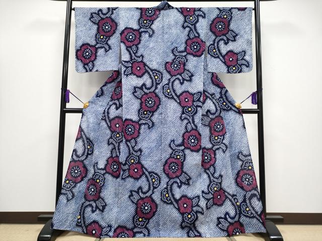 平和屋着物&there4;極上 夏物 浴衣 有松鳴海絞り 花唐草文 綿 逸品 未使用 CYAA3886s5｜平和屋