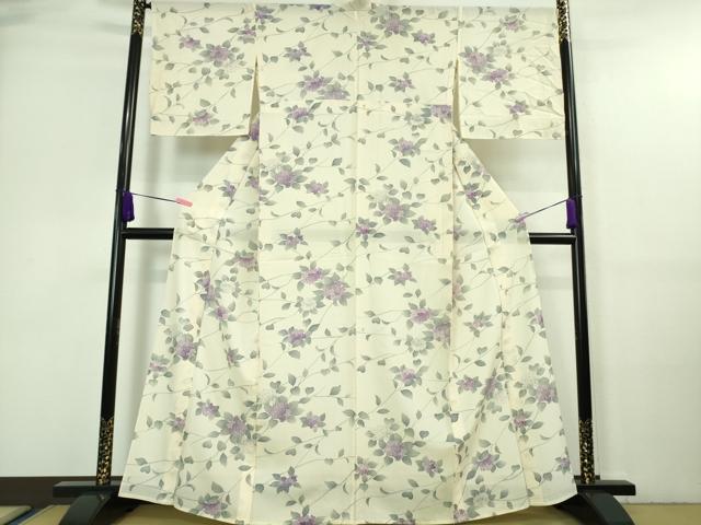長閑やかさ屋御召しもの■飛び切り 夏物 小紋 絽 アジサイ あじさい アイヴォリー色地 珠玉 DZAA7388kh5