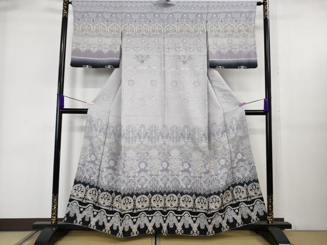 長閑やかさ屋中央局●より良い 中国三大刺しゅう スワトウ刺しゅう 汕頭刺繍 短い訪問着 毛の荒物花文 暈し染め 金糸 金通し地 珠玉 DZAB6360kh6