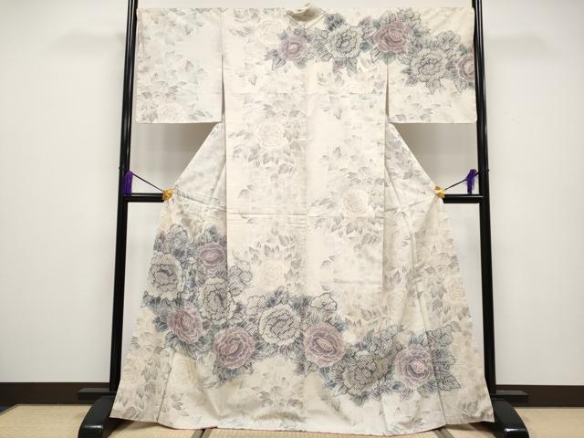 長閑やかさ屋中央局●御前上等 名家 藤娘きぬたや・総絞り 短い訪問着 発祥地大島紬 白大島 9マルキ 名取り草 珠玉 CYAA4311s6