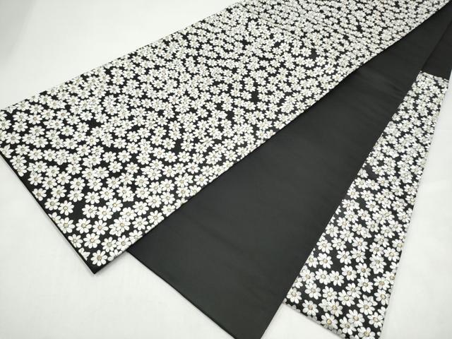 平和屋着物●袋帯　総刺繍　舞花文　黒地　金糸　正絹　逸品　CABI9159hy｜平和屋
