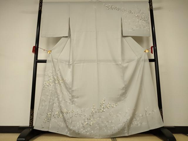 長閑やかさ屋御召しもの＊夏物 短い訪問着 絽 被子植物文 金彩 正絹 珠玉 AABD4490jd