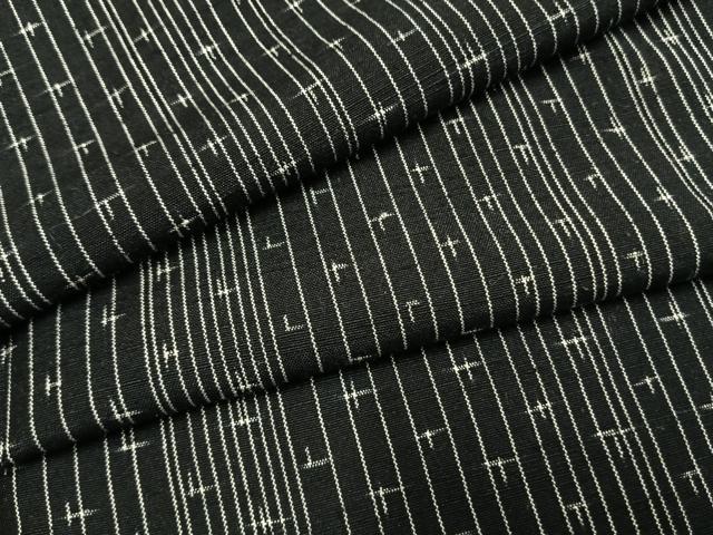 平和屋着物●上質な紬 十字絣間道 黒地 正絹 逸品 AABG4479fy|平和屋