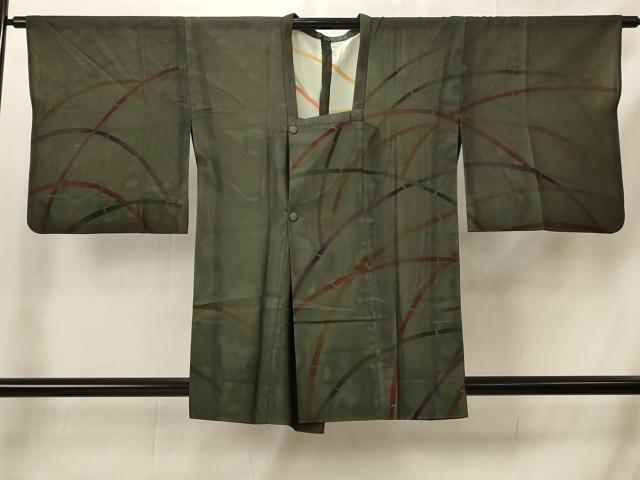平和屋着物▽道行コート　スリーシーズン　春夏秋　塵除け　竹　銀彩　正絹　逸品　AABI0190st｜平和屋