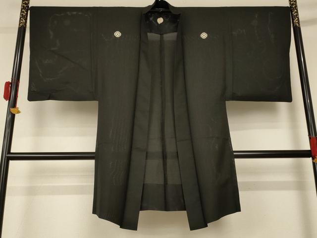 長閑やかさ屋御召しもの＊夏物 成人男性 黒紋付 羽織 絽 正絹 珠玉 AABD4528jd