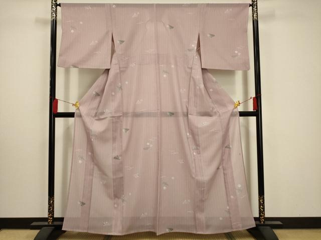 長閑やかさ屋御召しもの＊夏物 小紋 絽 被子植物文 洗える御召しもの AABA5589sx
