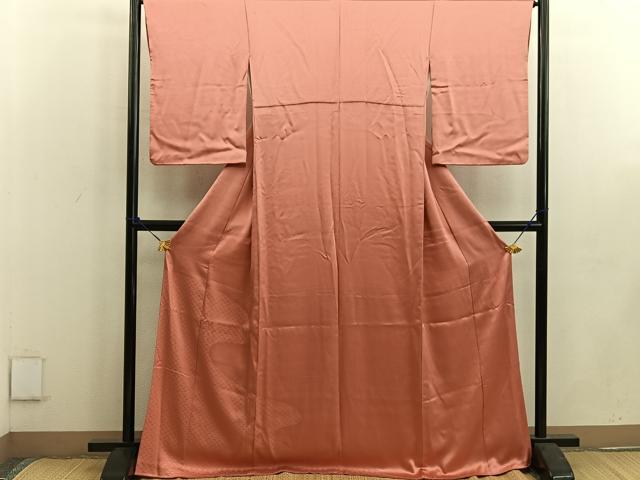 平和屋着物●無地絵羽訪問着 草花地紋 甚三紅色 正絹 逸品 BAAW3652mz|平和屋
