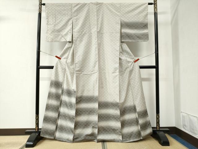 平和屋着物●訪問着　花織　紬地　変わり市松文　正絹　逸品　CABB4582yc｜平和屋