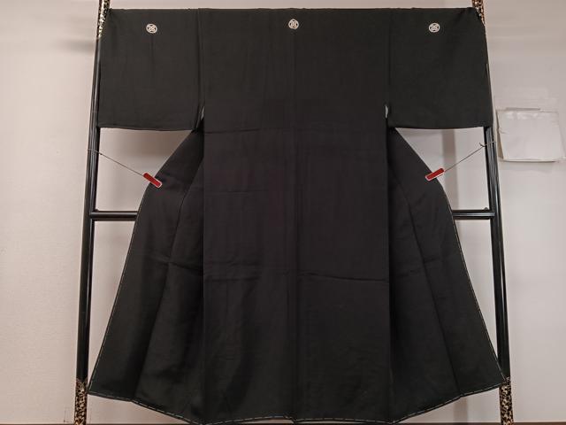 長閑やかさ屋お召しもの●成人男性 黒紋付 キングサイズ 正絹 珠玉 CABC9993vp 和服-着物-メンズファッション