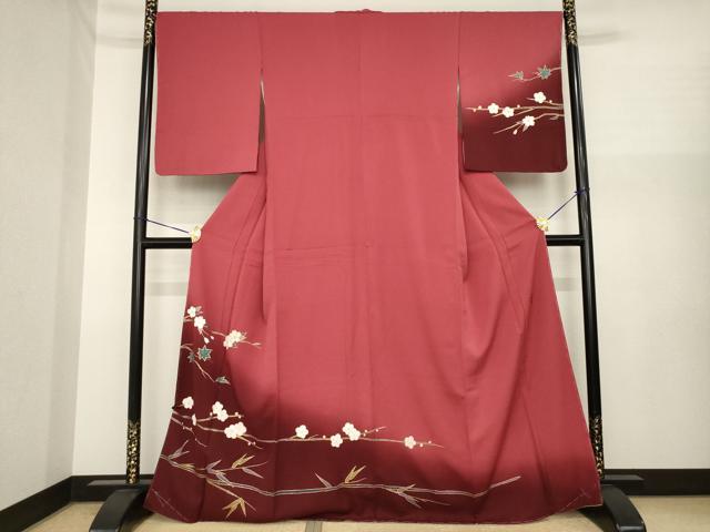 平和屋着物●染色の魔術師　染乃座・大久保玄才　そめのざ玄才　訪問着　枝花文　暈し染め　金彩　正絹　逸品　AABI7993ck｜平和屋