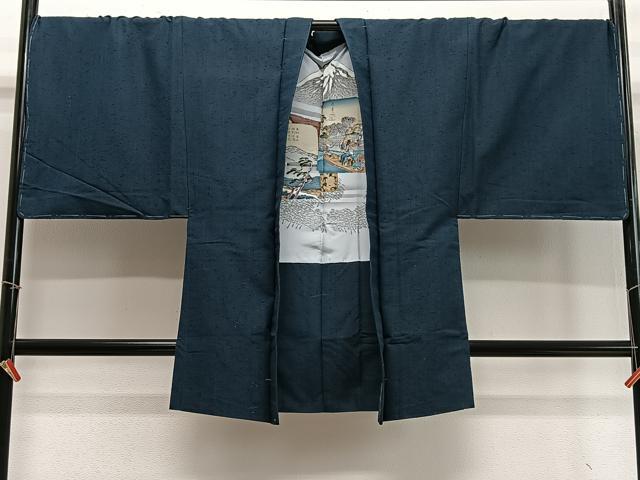 平和屋着物&infin;男性　長羽織　髭紬地　褐返色　正絹　逸品　未使用　CABD4641ua｜平和屋