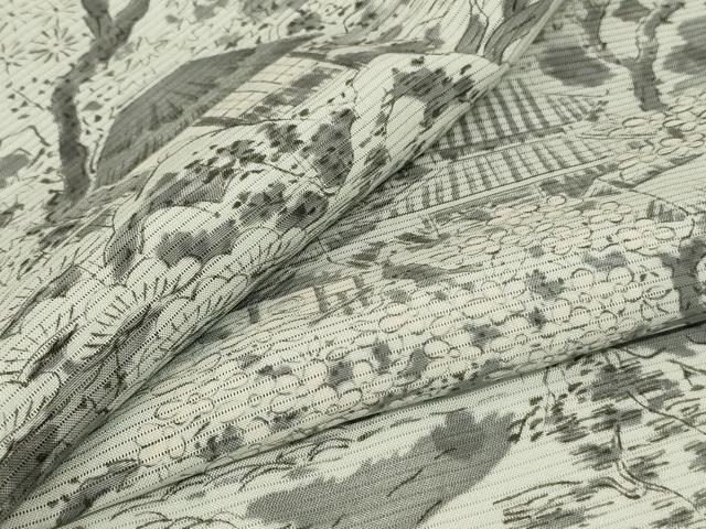 長閑やかさ屋御召しもの＊夏物 小紋 絽 墨付き 見晴らし文 正絹 珠玉 AABI0653jd